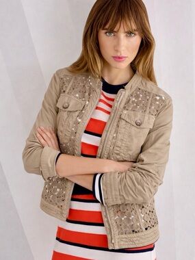 Marc Cain Crocheted Lace Double Zipper Jacket